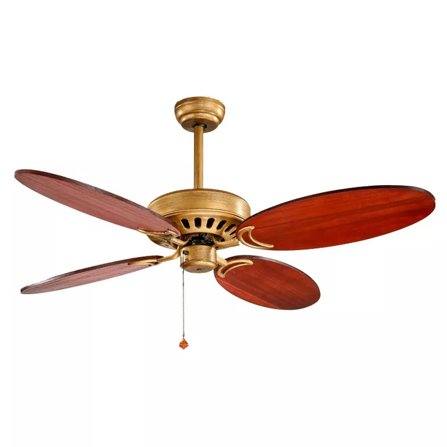 52 Inch High Quality Cherry Red Solid Wood Ceiling Fan