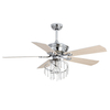 52 Inch LED Crystal Shine Silver Decorative Ceiling Fan With Light