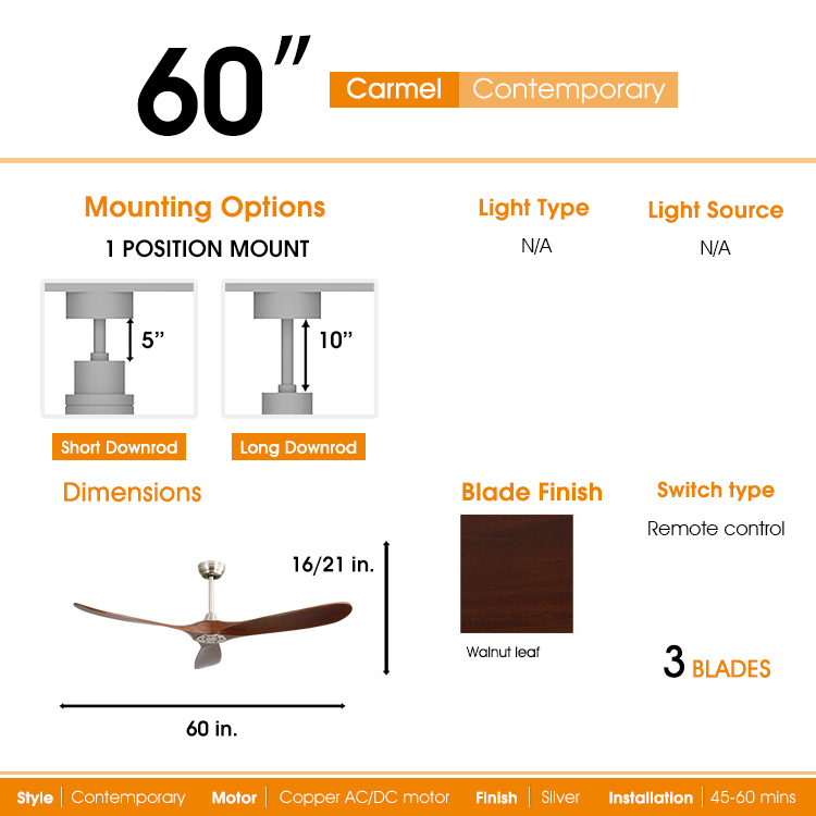 High-Quality 60 Inch Ceiling Fan for Large Rooms-KB