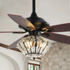 52 Inch 5 Wooden Reverse Blades Chandelier Crystal Ceiling Fan With Light