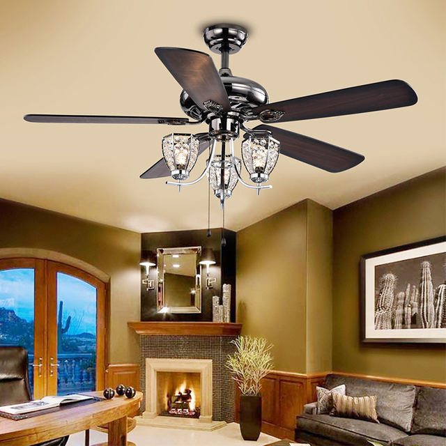 52 Inch Antique Luxury Hotel Crystal Chandelier Fancy Ceiling Light Fan With Customized Design