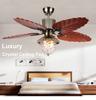 48 Inch Pendant Electric Motor Cooling Ceiling Fan Light Decorative Fancy Glass LED Remote Control AC 110-240V Traditional 5 ABS Blades