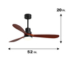 52 Inch Indoor Solid Wood Led Light Ceiling Fan KBS-5247C