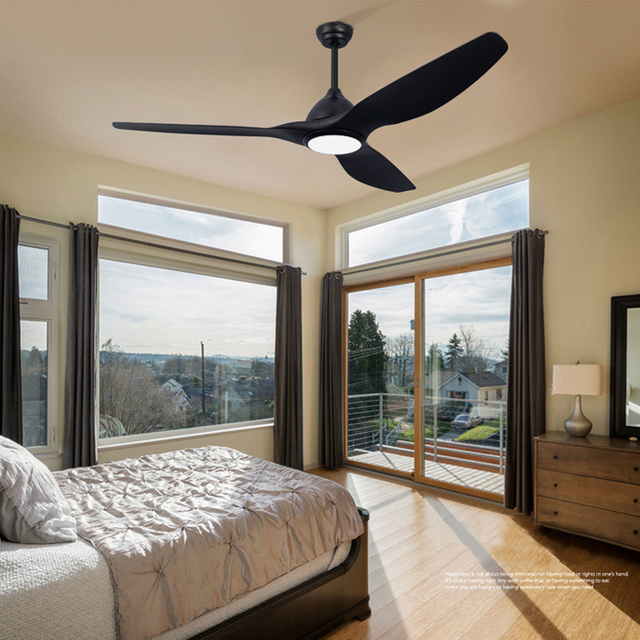 Modern Design Indoor 52 Inch Black Ceiling Fan With Light