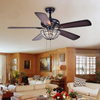 Indoor Decorative Chandelier Crystal 52 Inch Dc Ceiling Fan With Light