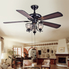 52 Inch Antique Luxury Hotel Crystal Chandelier Fancy Ceiling Light Fan With Customized Design