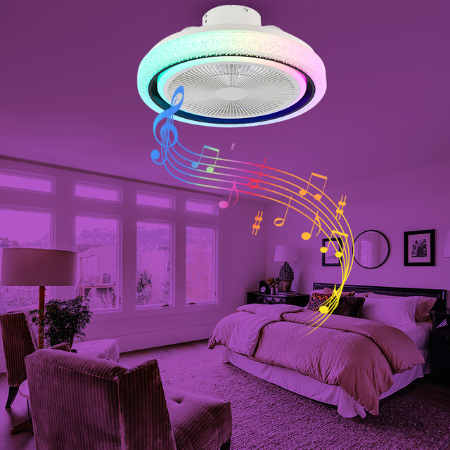 20 Inch Flush Mount RGB Color Dimmable Ceiling Fan Light