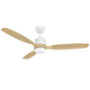 52 Inch Low Profile Indoor White Wooden Ceiling Fan With Light KBS-52K144