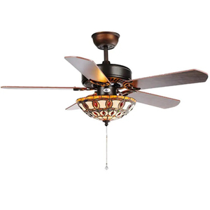 52 Inch Ceiling Fans with Lights Hand Pull Chain Tiffany Style