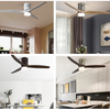 52 Inch European Styles 220V Wooden Led Ceiling Fan With Light