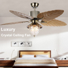 48 Inch Pendant Electric Motor Cooling Ceiling Fan Light Decorative Fancy Glass LED Remote Control AC 110-240V Traditional 5 ABS Blades