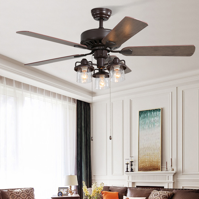 52 Inch Modern Decorative Indoor Farmhouse Ceiling Fan With Remote