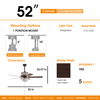 52 Inch Crystal Ceiling Fan Remote Control 5 Blades 3 Color Full Copper Wire Mute Motor Ceiling Fan Chandelier