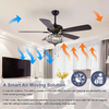 52 Inch Pull Switch Crystal Ceiling Fan With Light