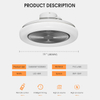 Modern Bedroom Low Profile Flush Mount Ceiling Fan With Light