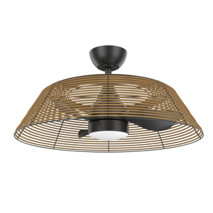 28 Inch Boho Rattan 6 Speeds Ceiling Fan With Light