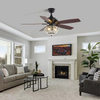 Indoor 52 Inch Remote Control Crystal Ceiling Fan With Chandelier