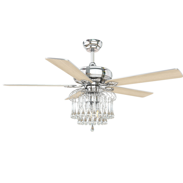 52 Inch Living Room Chandelier Crystal Ceiling Fan With Remote