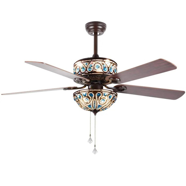 52 Inch Classic Hands Pull Ceiling Fan With Lights 