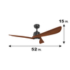 Remote Control Dining Room Wood Dc Motor Ceiling Fan With Led Lights