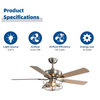 52 Inch Indoor 5 Blades Led Ceiling Fans With Remote Control