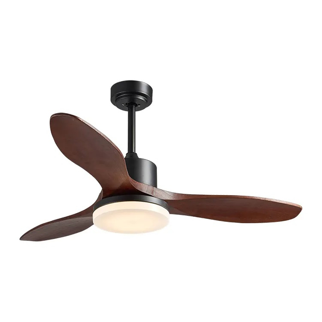 52 Inch High Quality Vintage Decorative Lighting Solid Wood Blades Ceiling Fan With LED Light