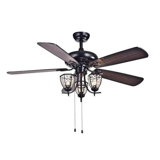 52 Inch Antique Luxury Hotel Crystal Chandelier Fancy Ceiling Light Fan With Customized Design