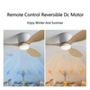 52 Inch Energy Saving Dimmable Remote Control Flush Mount Modern Reversible Dc Motor Ceiling Fan With Light