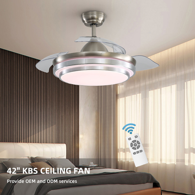 42 Inch Air Cooling AC Smart Retractable Ceiling Fan With Light