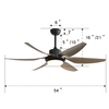 54 Inch Indoor Smart Modern Ceiling Fan With Remote Control KBS-54K002