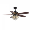 Indoor 52 Inch Remote Control Crystal Ceiling Fan With Chandelier