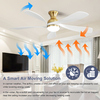 52 Inch Decorative Low Profile 5 Blades Wood Ceiling Fan With Light KBS-52K073