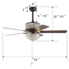 52 Inch Crystal Ceiling Fan Remote Control 5 Blades 3 Color Full Copper Wire Mute Motor Ceiling Fan Chandelier