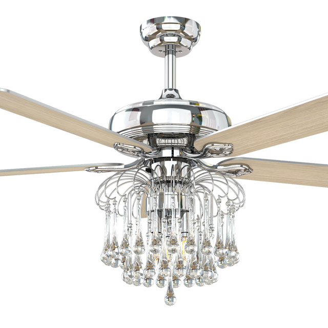 52 Inch Living Room Chandelier Crystal Ceiling Fan With Remote