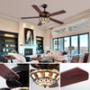 52 Inch European Style Home Appliances Celling Fan Decorative Tiffany Lamp Electric Ceiling Fan With Light