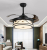 42 Inch Asian Styles Smart Remote Control Decorative Abs Hidden Blades Ac Motor Retractable Led Ceiling Fan With Ligh