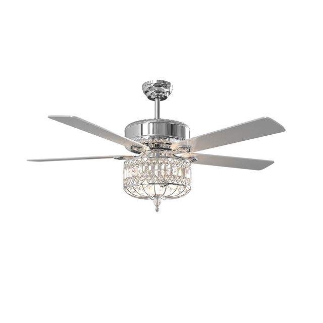 Indoor Dc Motor 52 Inch Decorative Chandelier Crystal Ceiling Fan With Light KBS-52K006