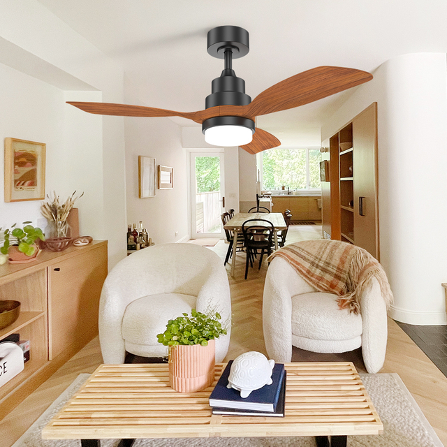 42 Inch Wood Remote Control Led Ceiling Fan With Bright Light