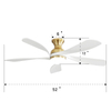 52 Inch Decorative Low Profile 5 Blades Wood Ceiling Fan With Light KBS-52K073