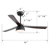 52 Inch Remote Control Dimmable Led Modern Ceiling Fan KBS-52K036