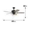 48 Inch Indoor Decorative Modern Ceiling Fan With Remote Control KBS-48K002