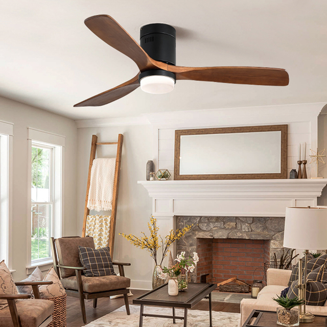 Low Profile Indoor Decorative 52 Inch Solid Wood Ceiling Fan KBS-52144