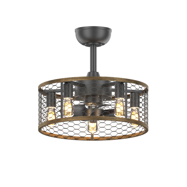 Indoor Reversible Living Room Cage Decorative Ceiling Fan With Light KBS-20K002A