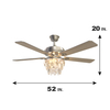 Indoor 52 Inch Luxury Decorative Chandelier Crystal Ceiling Fan With Light KBS-52K025