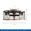 20 Inch Flush Mount Caged Industrial Ceiling Fan With Lights