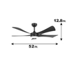 52 Inch 5 Blade Large Black Industrial Ventilation Ceiling Fan Modern Smart Ceiling Fan Light