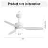 3 Blades 46 Inch Modern Smart Ceiling Fan With Light and Remote Control KBS-46K001