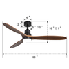 Decorative Led 60 Inch Indoor Solid Wood Ceiling Fan KBS-6003