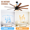 66 Inch Smart Large Ceiling Fan 8 Blades Plywood Electric Ceiling Fan With LED Light And Remote Control KBS-66K005