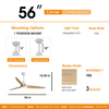 Simple Indoor 56 Inch Solid Wood Ceiling Fan With Light KBS-56K001